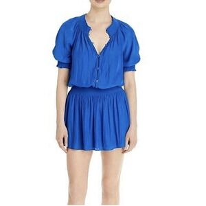 Ramy Brook Pierre blouson mini dress Ladies size Medium Mosaic blue